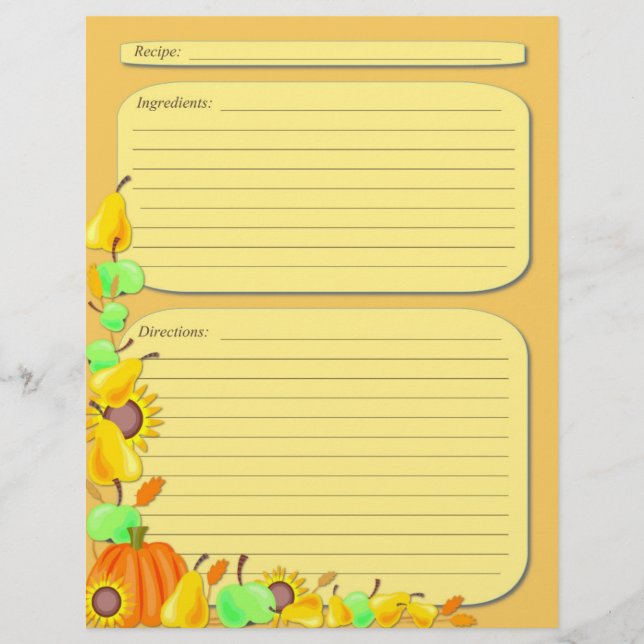 Page de recettes du thème de légumes d'automne (Devant)