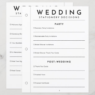 Page de reliure de papeterie de mariage à cérémoni