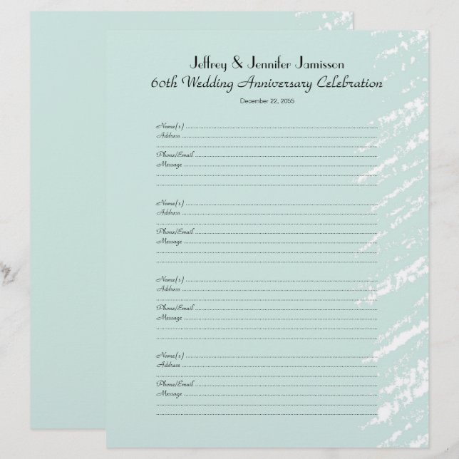 Page de signature du livre d'or de la fête du 60e  (Devant / Derrière)