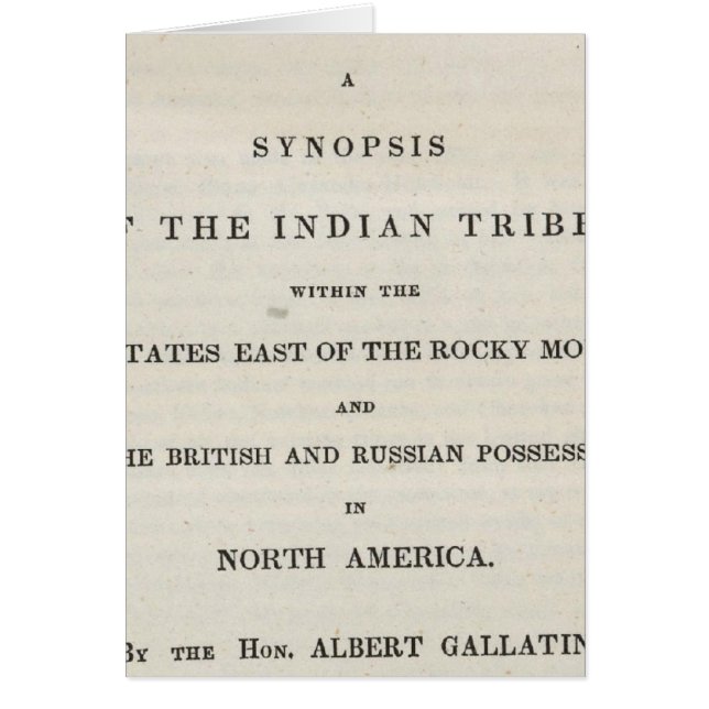 Page de titre du sommaire des tribus indiennes (Devant)