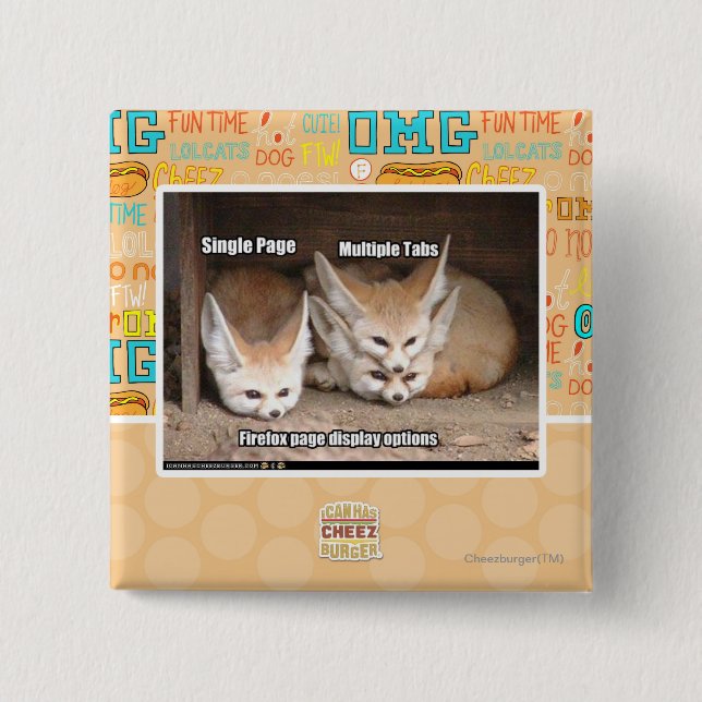 Page display options 2 inch square button (Front)