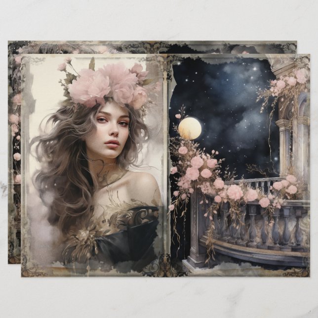 Page du journal Victorian Lady Pink Black Junk (Devant / Derrière)