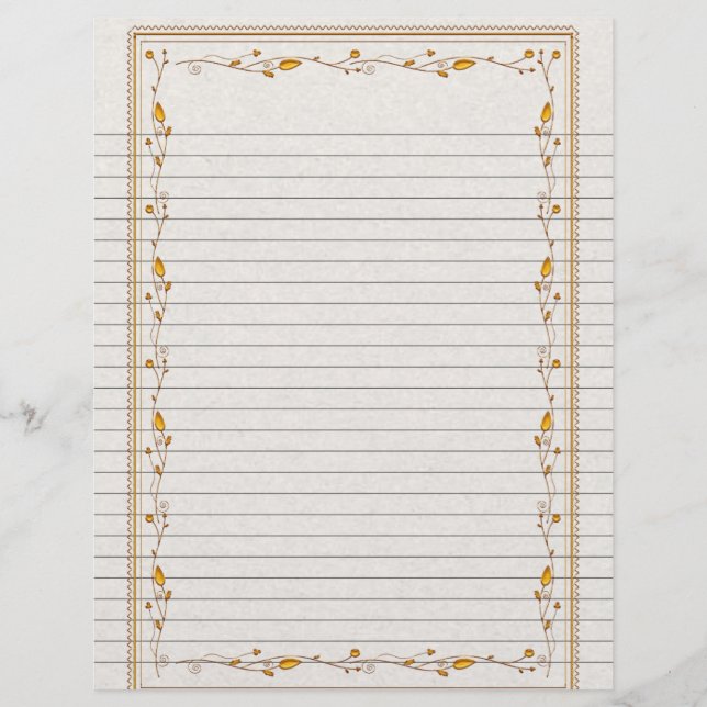 Page Elégante Gold Floral Bordure Lined Recette (Devant)