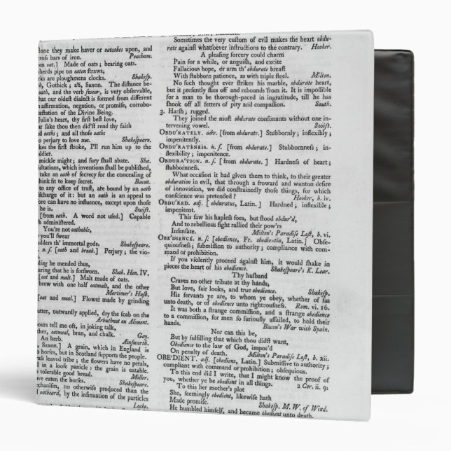 Page from a Dictionary Binder (Front/Inside)
