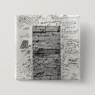 Page from one of Balzac's works 2 Inch Square Button