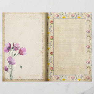Page Journal de style Vintage Fleurs sauvages