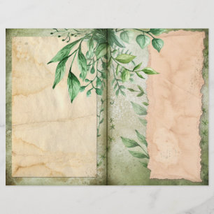 Page Journal du feuillage vert et du parchemin