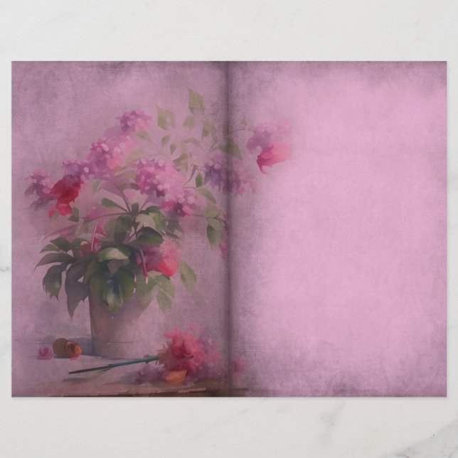 Page Journal floral rose pâle (Devant)
