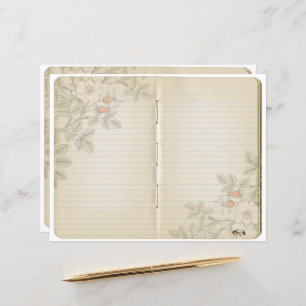 Page Journal vintage Livre d'écriteau Rose sauvage