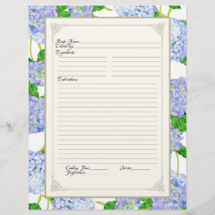 Page livre de cuisine Blue Hydrangea dentelle flor