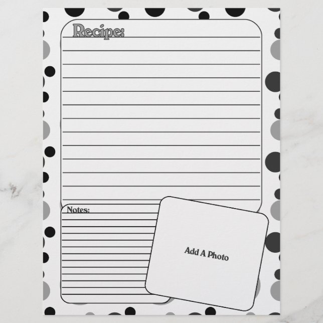 Page Livre Recette (Noir Et Blanc) (Devant)