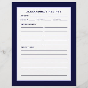 Page Nom + Recettes Simple Navy & White
