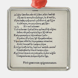Page of Greek Epigrams by Angelo Poliziano, 1498 Metal Ornament