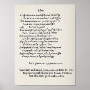 Page of Greek Epigrams by Angelo Poliziano, 1498 Poster