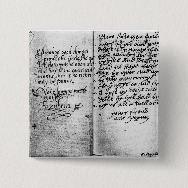Page of manuscript 2 inch square button (Front)