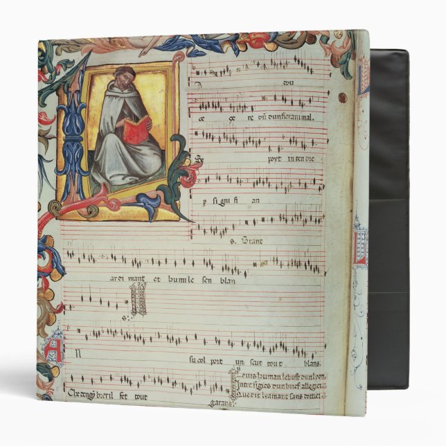 Page of musical notation with a historiated binder (Front/Inside)