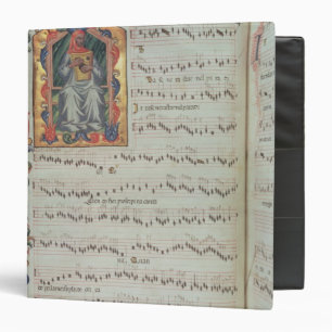 Page of musical notation with historiated binder
