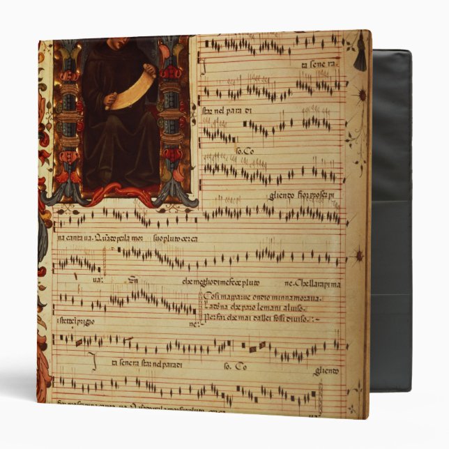 Page of Musical Notation with historiated Binder (Front/Inside)