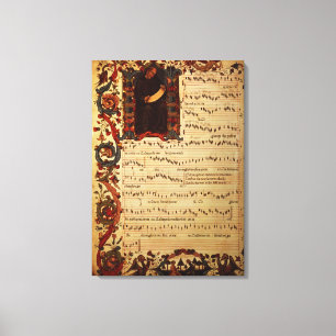 Page of Musical Notation with historiated Canvas Print