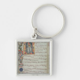Page of musical notation with historiated keychain