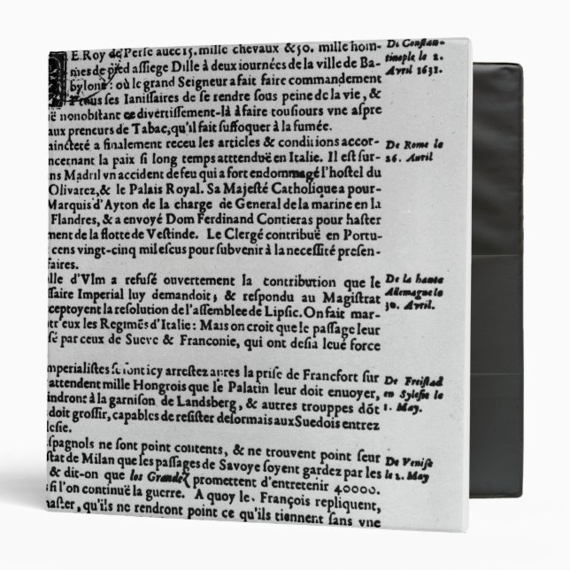 Page of text from 'La Gazette' Binder (Front/Inside)