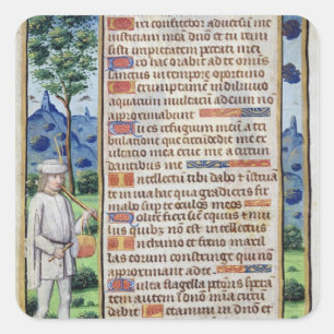 Page of text with a border detail of a square sticker