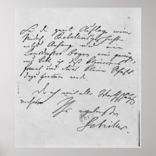 Page of text with his signature poster