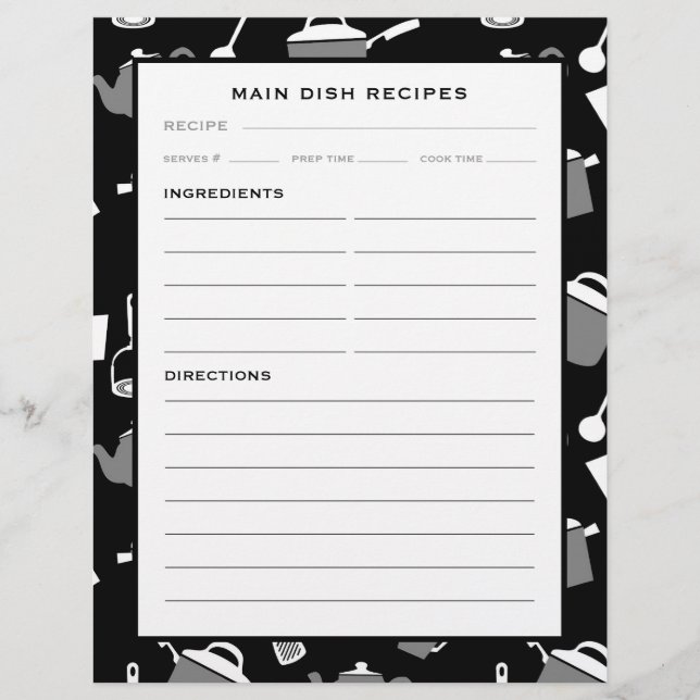 Page Recette du plat principal | Cuisine noire et  (Devant)