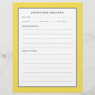 Page Recette Entrée Gris jaune simple