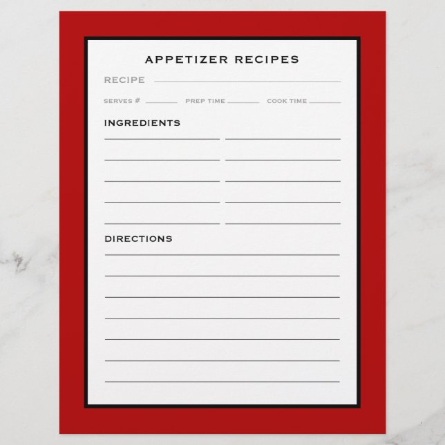 Page Recette | Entrée | Noir rouge et blanc (Devant)