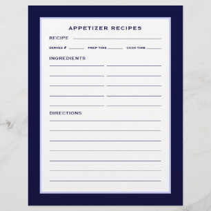 Page Recette Entrée Simple Navy bleu & blanc