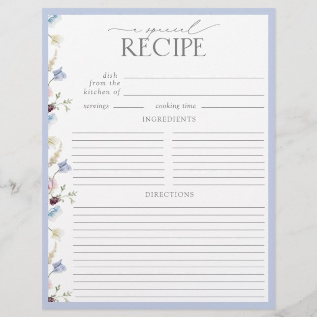Page Recette Fête des mariées Fleur sauvage bleu D (Devant)