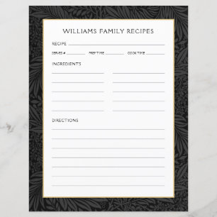 Page Recette Nom de famille Floral noir vintage