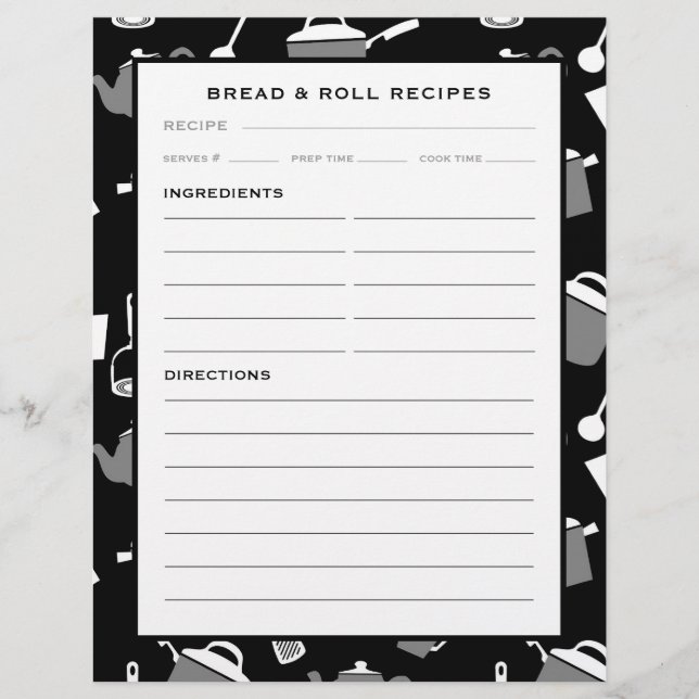 Page Recette Pain & Rouleau | Cuisine noire et bla (Devant)