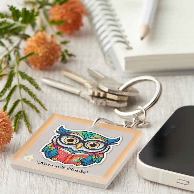"Page Turner Owl" Keychain (Front Right)