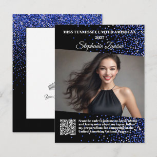 Pageant Autograph Postcard Blue Sparkle Signature