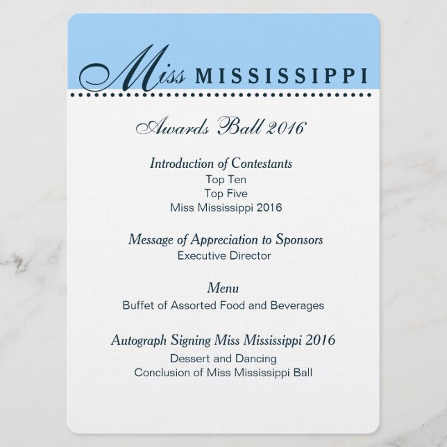 Pageant Awards Ball Program (Front)