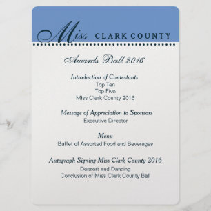 Pageant Awards Ball Program in Champagne