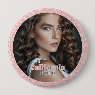 Pageant Button   Rose Gold Glitter