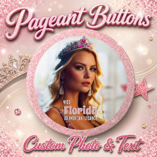 Pageant Button Rose Gold Glitter