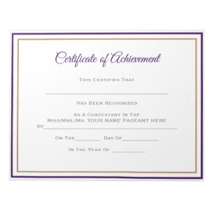 Pageant Certificates-Achievmnt Notepad