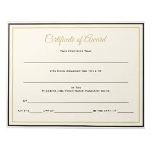 Pageant Certificates-Award Notepad