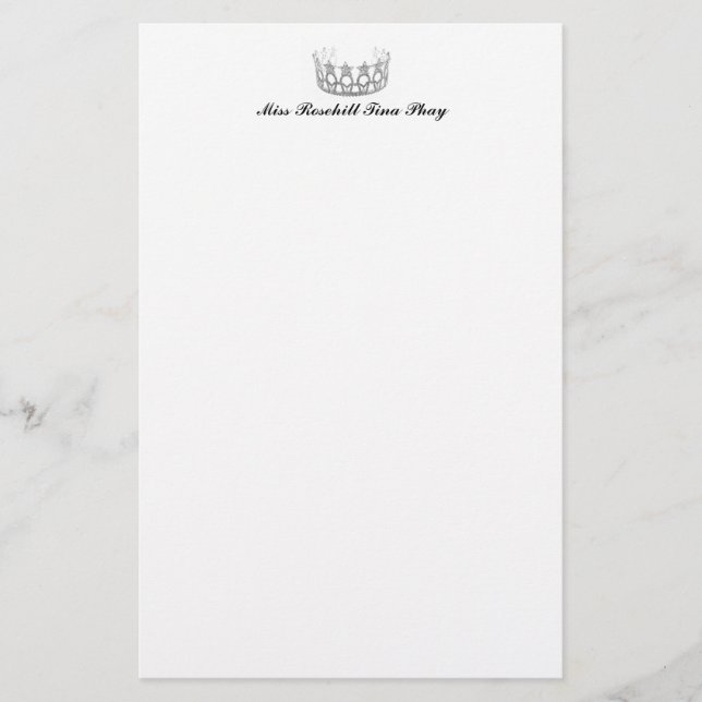 Pageant Crown Stationery Paper (Front)