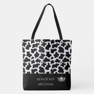 Pageant Crown Tote Bag-Cow Print