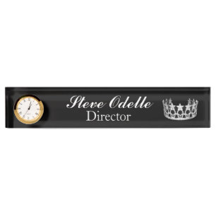 Pageant Custom Clock Desk Nameplate