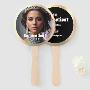 Pageant Fan Waver Black and Gold Shiny Fan Waver