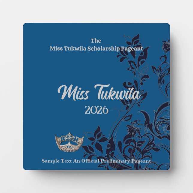 Pageant Floral Silver Crown Acrylic Award Plaque (Front)