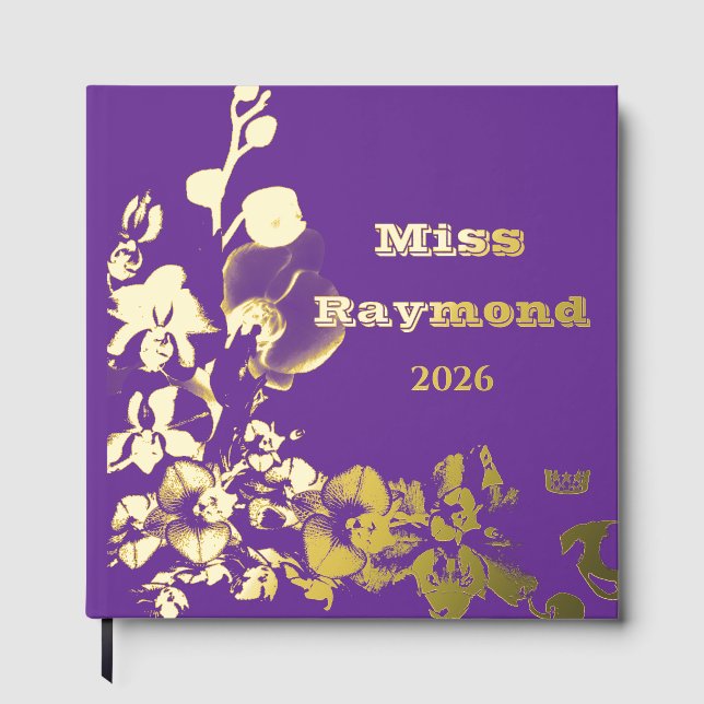 Pageant Foil Orchids Crown Scrapbook Guest Book (Front)