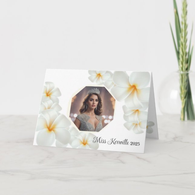 Pageant Greeting Card-Plumeria Custom Announcement (Front)