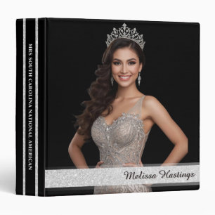 Pageant Notebook Portrait Photo Silver Glitter Binder